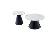 Raimon Furniture Jaxon Modern Round Coffee Table Set Snow White Ceramic