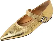[XINXINIO] Women Fashion Roman Style Pointed Toe Leather Flats with One Strap