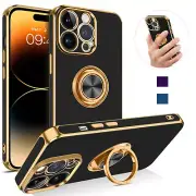 For iPhone 12 13 14 Pro Max,iPhone 11 Shockproof Rugged Case Cover+Golden Ring