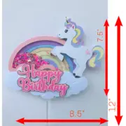 Handmade Cute Shaker Unicorn Rainbow Birthday Cake Topper Glitter Decoration