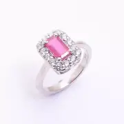 Natural Ruby Octagon Cut Gemstone 925 Sterling Silver Women Designer Ring