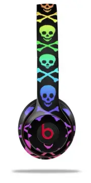Skin Wrap for Beats Solo Wireless 2 3 4 Skull Crossbones Rainbow SKIN ONLY