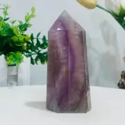 330g Natural Fluorite Crystal Obelisk Quartz Tower Healing Wand Point