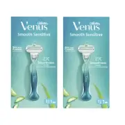 Gillette Venus Smooth Razor Handle with 1 Refill Cartridge, 2 Pack