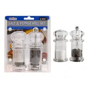 2pce Salt & Pepper Mill Set Clear Acrylic Adjustable Coarseness