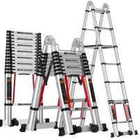 在飛比找松果購物優惠-業界最強多功能伸縮鋁梯 2.5米鋁合金加厚 A字梯 人字梯 