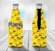 Emoji Personalised Stubby Holder Zip Up Bottle Cooler Collapsible