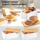 Bread Box with Bamboo Lid Metal Bread Container Breathable Bread Bin buXmU