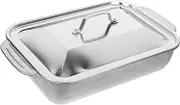 Amosfun Cooking Pan Stainless Steel Grilled Rectangular Tray Lid for Roasting Serving