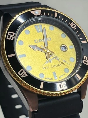 NEW Watch Casio Duro MDV-106- BEST MOD Metalic GOLD DIAL FULL Lume Markers