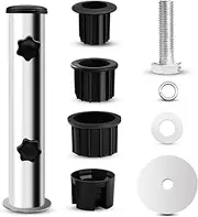 Umbrella Pole Replacement Umbrella Holder Outdoor, Metal Deck Umbrella Mount Stand, Universal Umbrella Replacement Parts Tube, Heavy-Duty Umbrella Base Holder Tube Bracket for Balcony Pool (Silver)