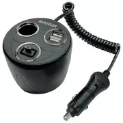 NARVA POWER-CUP ADAPTOR WITH ACCESSORY AND TWIN USB SOCKETS, MICRO USB PLUG