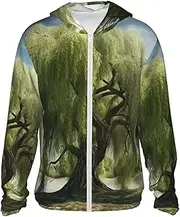 [LHBWCVN] UPF 50+ Light Jacket Full Zip Sun Protection Hoodie for Women Men Long Sleeve Willow Tree Sun Shirts