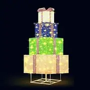 Solight 140cm Christmas Tree Gift Box, Colourful Lighted Gift Boxes with 200 LED Lights Xmas for Home Garden Holiday Decoration Indoor Outdoor Party Display