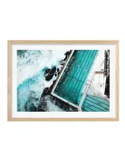 [Profile Australia] Australian Made Bondi Icebergs Doing Laps Art Print A3 in Natural Frame
