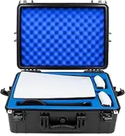 CASEMATIX Hard Shell Travel Case Compatible with PlayStation 5 Console, Controllers, Games and Accessories - Waterproof PS5 Carrying Case with Customized Foam for Both Standard and Digital Editions