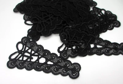 BLACK Venise Lace Shoe Laces with Bows Look Appliques ( 20 pieces )