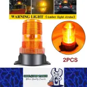 2x Amber LED Emergency Strobe Light 100x130mm Roof Flashing Beacon Warning Light