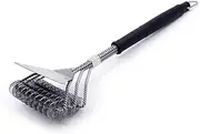 Safe Grill Brush Bristle Free Handle Effective Scraper Stainless Steel Braided Wire Cleaner for Gas Charcoal Porcelain Ceramic Steel etc