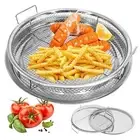 Air Fryer Basket for Oven,2 Pieces Set Round Silver 12.9'' Non-stick Stainless