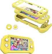 Protective Case for Nintendo Switch Lite, Switch Lite Case with Detachable Screen Protector Cover + Hand Grip Case Compatible with Nintendo Switch Lite 2019 (Yellow)