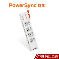 在飛比找蝦皮商城優惠-PowerSync 2P+3P 4開8插2埠USB防雷擊抗搖