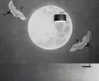 3D Moon Crane Background Self-adhesive Removeable Wallpaper Wall Mural