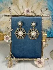 Vintage Pearl Drop Earrings, Baroque Bohemian Gold Earring, Bridal Pearl Earring