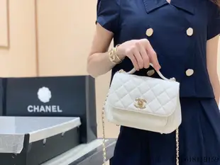 二手 Chanel Haas牛皮純郵差包 A93749白色