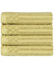 Superior Cotton Highly Absorbent Solid And Checkered Border Hand Towel Set