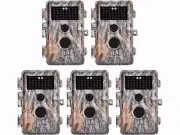 5-Pack 32MP 1296P Game Trail Camera Night Vision Waterproof No Glow Hunting Cam