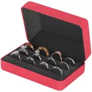 Velvet Ring Storage Box Stud Earrings Holder Case 3-Slot Ring Display Organizer