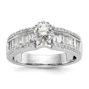1.45ct. CZ Solid Real 14K White Gold Peg Set Engagement Ring
