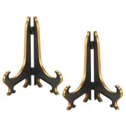 5" Acrylic Plate Stand Holder, 2 Pack Foldable Frame Holder Black Gold