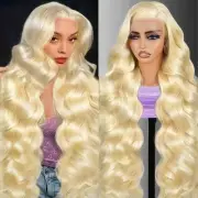 613 Lace Front Wig Human Hair Blonde Wig Human Hair 200 Density 613 HD Lace F...