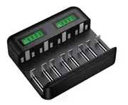 8 Slot Smart Battery Charger for AA/AAA/C/D Rechargeable Batteries LCD Display
