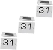 SHINEOFI 3 Sets Solar Powered Number Sign Lighted Address Plaque with Design for Outdoor Use Automatic Illumination for Visibility for Home Address Display