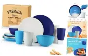 Dinnerware Sets Plates and Bowls Sets Wheat Straw Dish 16 PCS Island Series