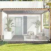 Heavy Duty Outdoor Curtains, 0.3mm Clear PVC Tarpaulin Side Panels with Grommets, Weatherproof Divider for Gazebo, Pergola, Patio, Carport - 4.5x2.2m/14.8x7.2ft