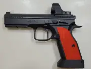 CZ SP01, 75, Shadow 2 Competition Magwell, W/ Red Grips. Works W/ All Basepads