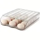 1 PCS Egg Storage Container 1 Layer Automatically Rolling for Fridge with3449