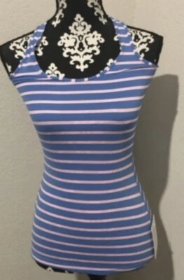 Lululemon pink&blue striped racerback tank top SZ2 NWT