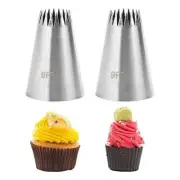 9FT Open Star Pastry Tip 2 PCS Russian Nozzles Tube Large Icing Piping