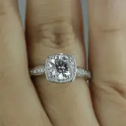 1 1/3 CT Diamond Engagement Ring Round Cut D/SI1 950 Platinum Size Selectable