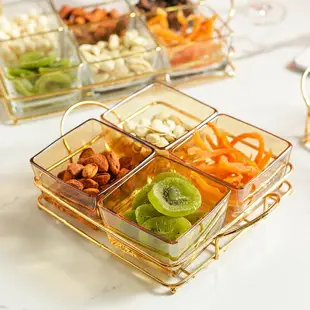 北歐擺盤玻璃陶瓷婚慶ktv零食干果碟水果盤創意客廳家用輕奢分格