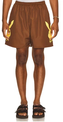 Pleasures X Playboy L74524 Brown Mens Collide Shorts Size XL