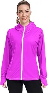 [Caihoyu] Womens Lightweight Hoodie Long Sleeve Sun Shirts UPF 50+ Protection Light Sweatshirt Hiking Outdoor, Fuchsia, Small