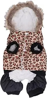 Dog Winter Garment, Dog Leopard Print Hooded Coat Winter Pet Warm Coat Clothes, Cute Loose Thicken Prevent Hair Loss Pet Warm Coat for Small Medium Dogs (Leopard Print)