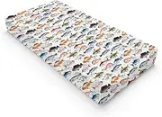 Watercolor Fish Baby Changing Pad Covers for Boy Girl 32''x16'' Freshwater Fishes Fitted Diaper Changing Table Pad Sheets Fishing Lovers Gift Comfort Soft Breathable Nursery Baby Changing Table Mats