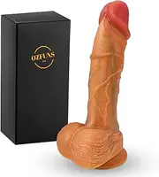 Sex Toy for Women 7 Inch Realistic healthy Soft Liquid Silicone Dildo,Body-Safe Material Strong Suction Cup Ultra Soft Lifelike Thick Anal Dildo for Men G spot Stimulator with Curved Shaft and Balls Throat Trainer